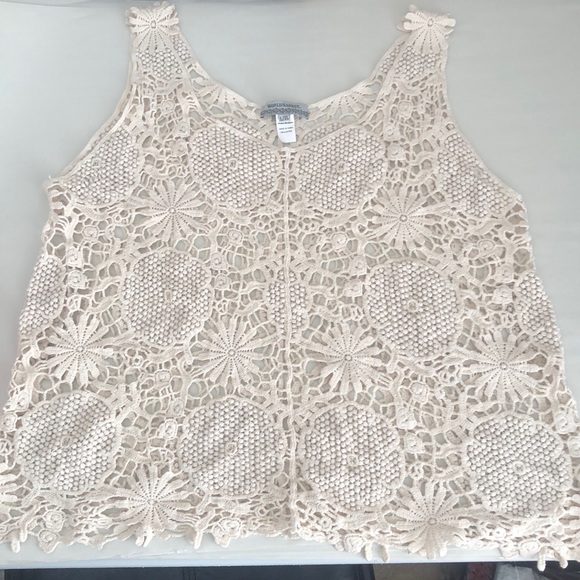 World Market Floral Festival Boho Crochet Knit Sleeveless Top - L/XL - Picture 1 of 6